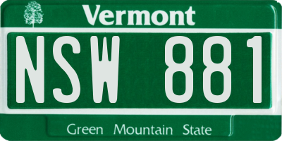 VT license plate NSW881