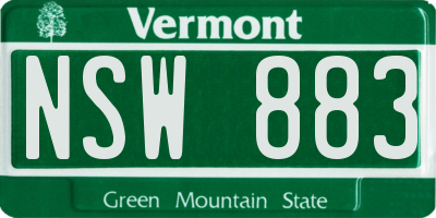 VT license plate NSW883