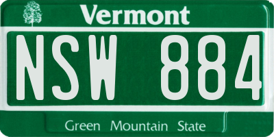 VT license plate NSW884