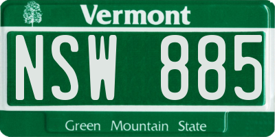 VT license plate NSW885