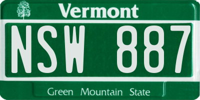 VT license plate NSW887