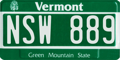 VT license plate NSW889