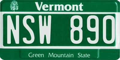 VT license plate NSW890