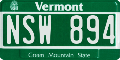 VT license plate NSW894