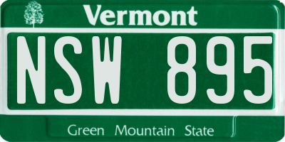 VT license plate NSW895