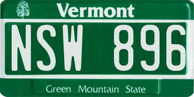VT license plate NSW896