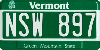 VT license plate NSW897