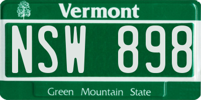 VT license plate NSW898