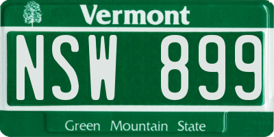 VT license plate NSW899