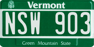 VT license plate NSW903