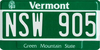 VT license plate NSW905