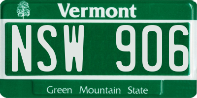 VT license plate NSW906