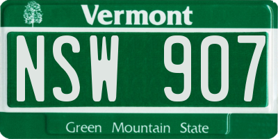 VT license plate NSW907