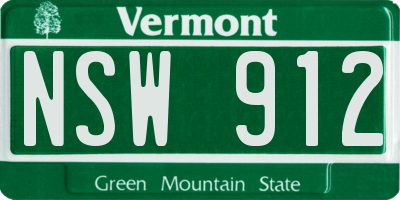 VT license plate NSW912