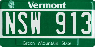 VT license plate NSW913