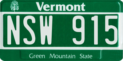 VT license plate NSW915