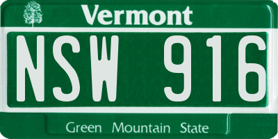 VT license plate NSW916