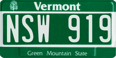 VT license plate NSW919