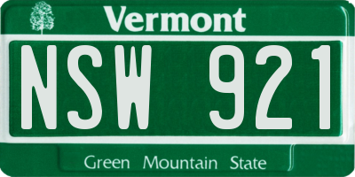 VT license plate NSW921