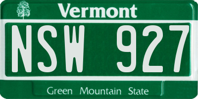 VT license plate NSW927