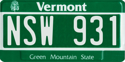 VT license plate NSW931