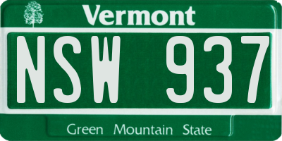 VT license plate NSW937