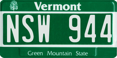 VT license plate NSW944