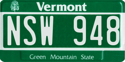 VT license plate NSW948