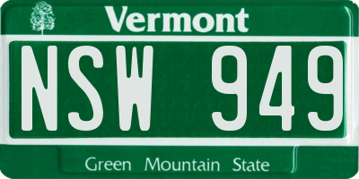 VT license plate NSW949