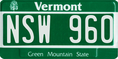 VT license plate NSW960