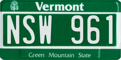 VT license plate NSW961