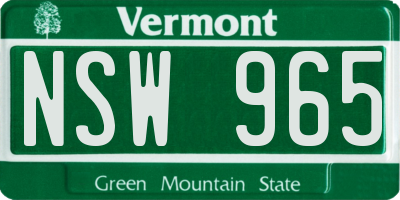 VT license plate NSW965