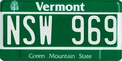 VT license plate NSW969