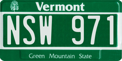 VT license plate NSW971