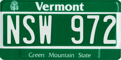 VT license plate NSW972