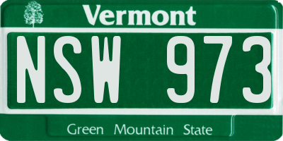 VT license plate NSW973