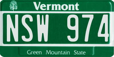 VT license plate NSW974