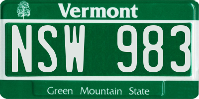 VT license plate NSW983