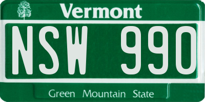 VT license plate NSW990