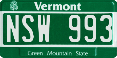 VT license plate NSW993