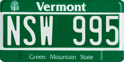 VT license plate NSW995