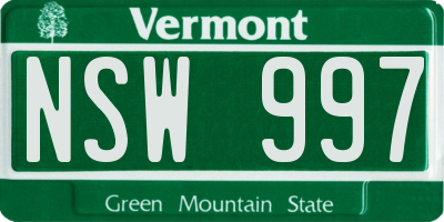 VT license plate NSW997