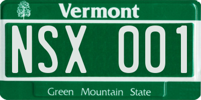 VT license plate NSX001