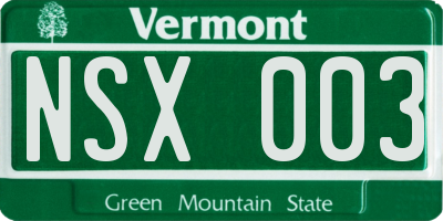 VT license plate NSX003