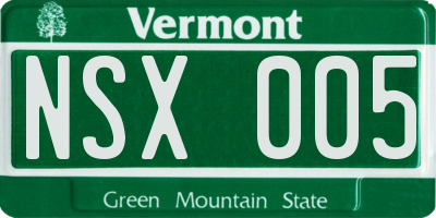 VT license plate NSX005