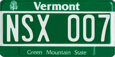 VT license plate NSX007