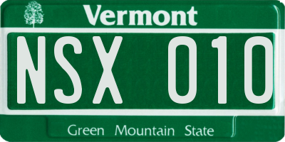 VT license plate NSX010