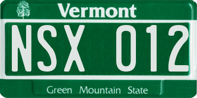 VT license plate NSX012