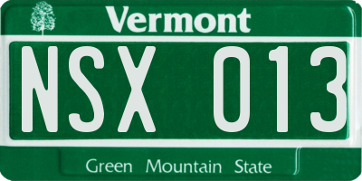 VT license plate NSX013
