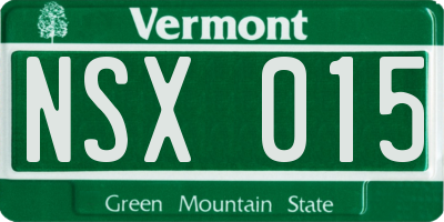 VT license plate NSX015